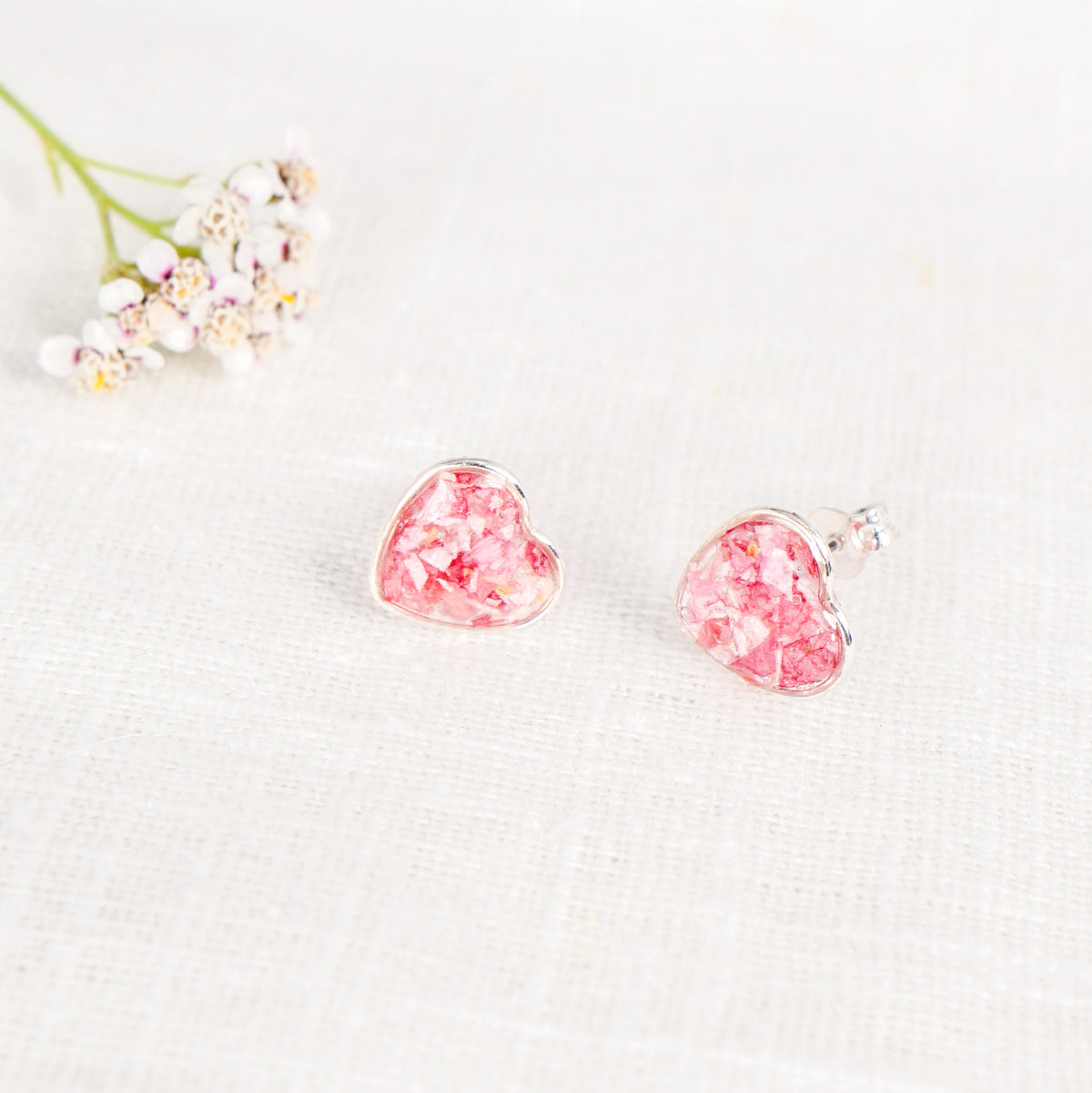 Crushed Larkspur Heart Studs