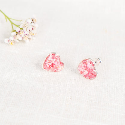 Crushed Larkspur Heart Studs