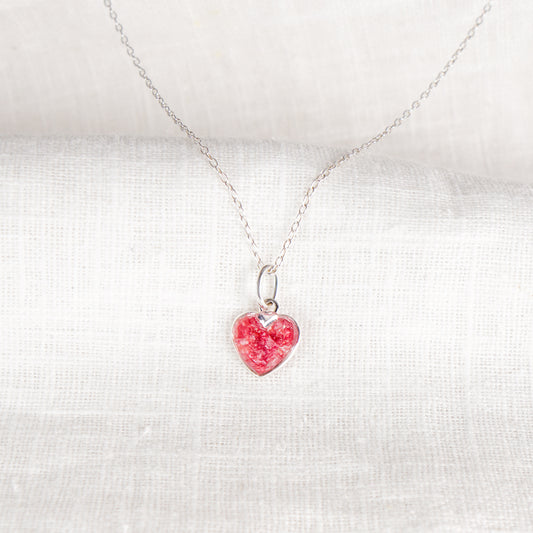 Crushed Carnations Heart Necklace