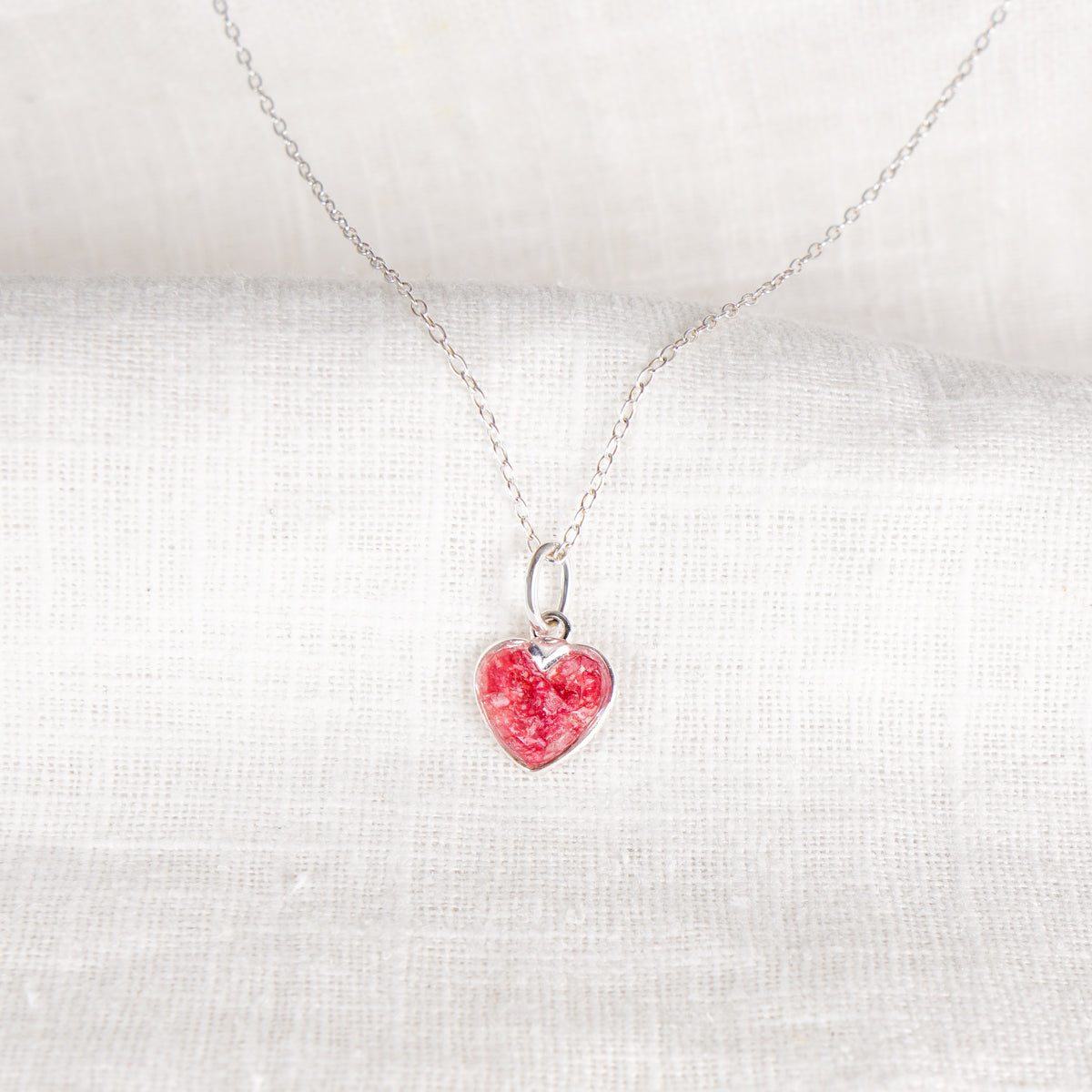 Crushed Larkspur Heart Necklace