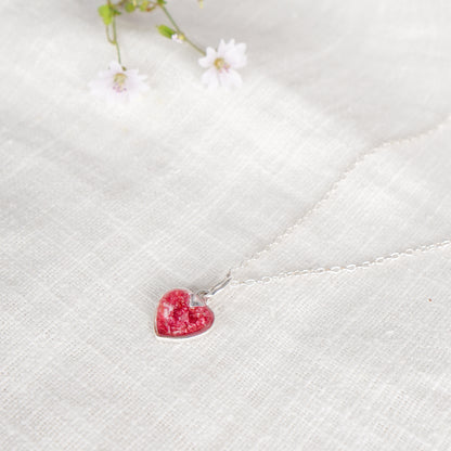 Crushed Carnations Heart Necklace