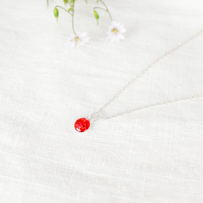 Crushed Rose Dainty Circle Necklace June Birth Flower