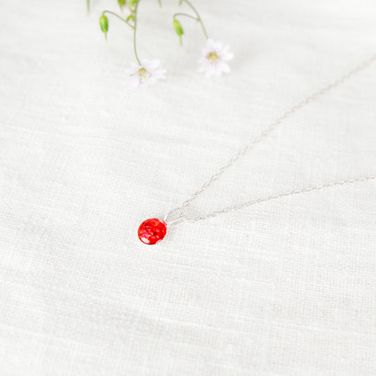 Crushed Rose Dainty Circle Necklace June Birth Flower