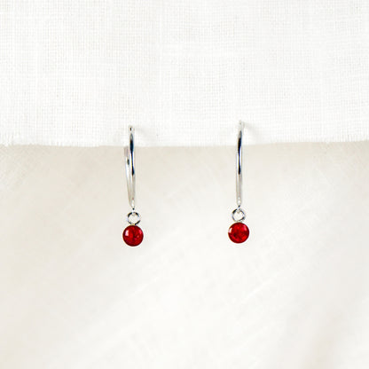 Crushed Rose Dainty Circle Hoop Earrings June Birth Flower