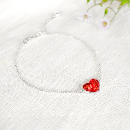 Crushed Roses Heart Bracelet - June Birth Flower