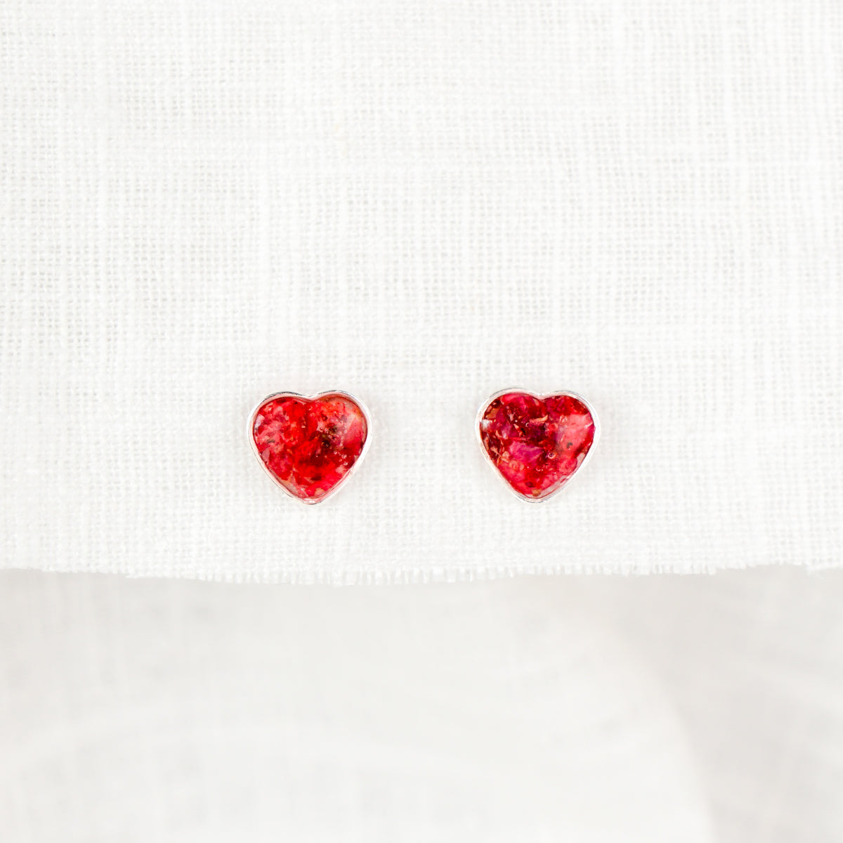 Crushed Rose Heart Studs