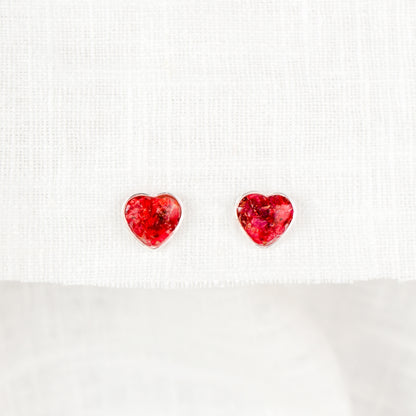 Crushed Rose Heart Studs