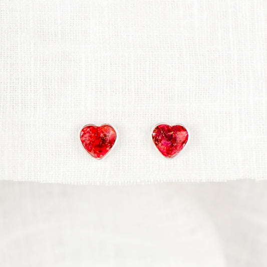 Crushed Rose Heart Studs