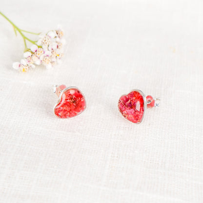 Crushed Rose Heart Studs
