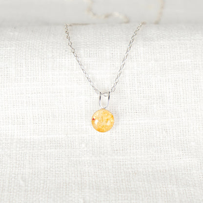 Crushed Daffodils Dainty Circle Necklace March Birth Flower