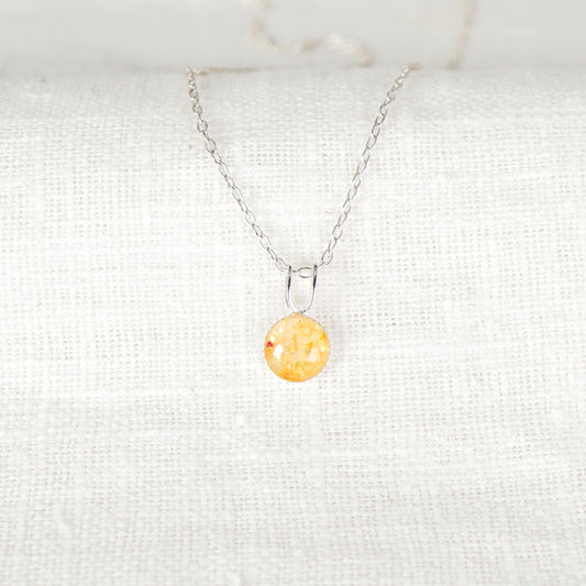 Crushed Daffodils Dainty Circle Necklace March Birth Flower