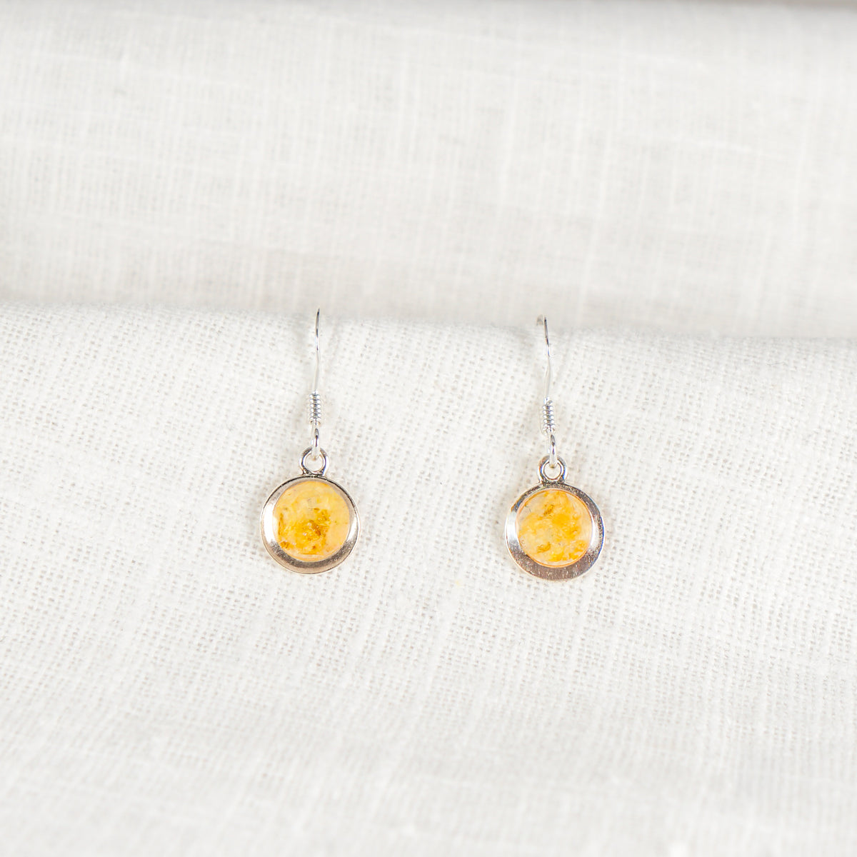 Crushed Daffodil Eternal Hook Earrings March Birth Flower