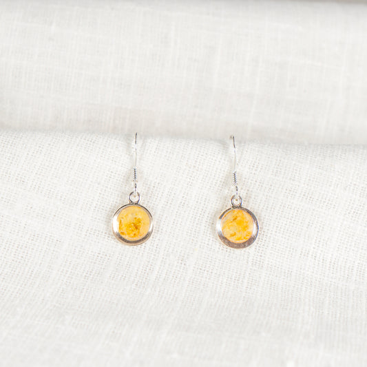 Crushed Daffodil Eternal Hook Earrings March Birth Flower