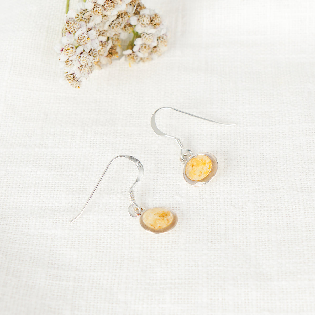 Crushed Daffodil Eternal Hook Earrings March Birth Flower