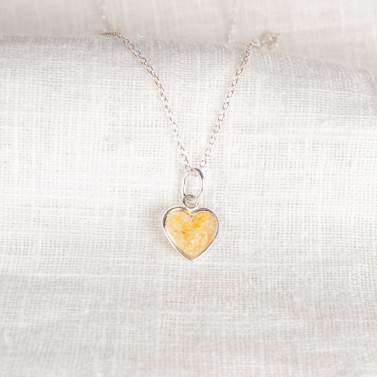 Crushed Daffodil Heart Necklace