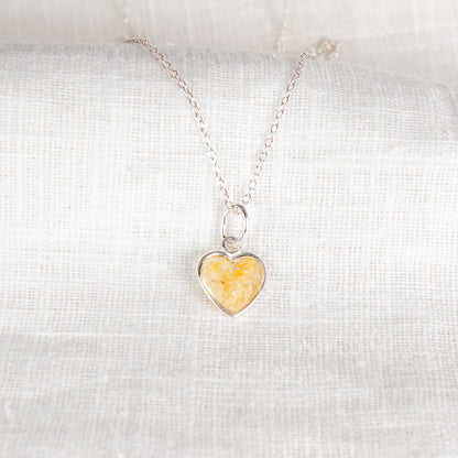 Crushed Daffodil Heart Necklace