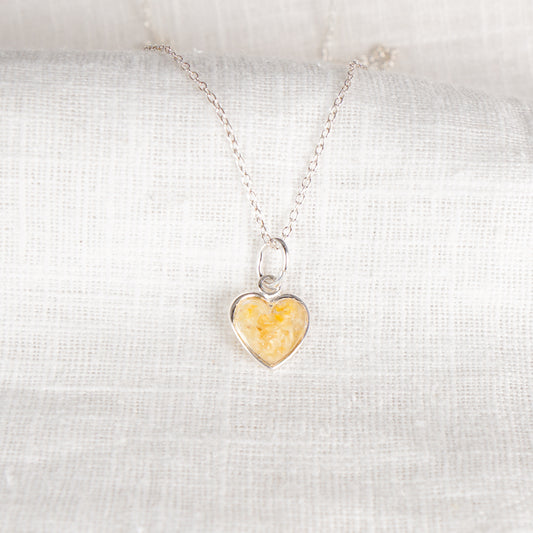 Crushed Daffodil Heart Necklace