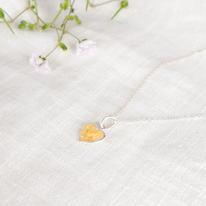 Crushed Daffodil Heart Necklace