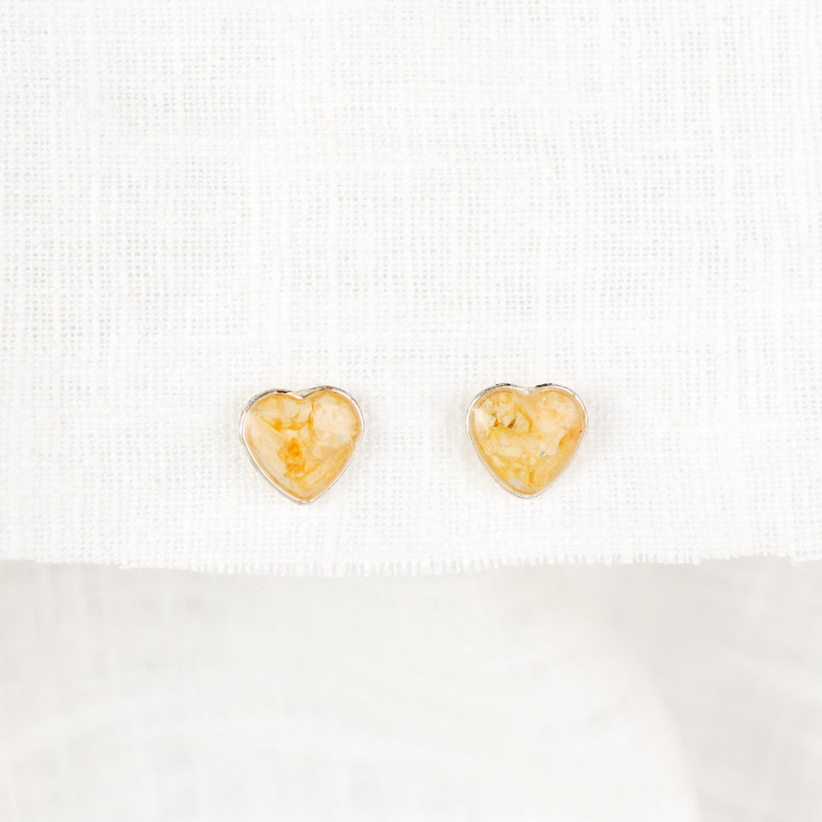 Crushed Daffodil Heart Studs