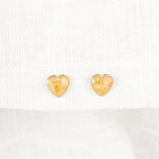 Crushed Daffodil Heart Studs