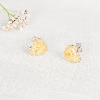 Crushed Daffodil Heart Studs