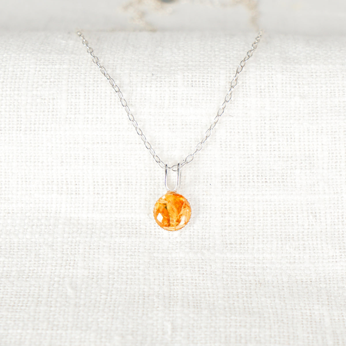 Crushed Lily of the Valley Dainty Circle Necklace May Birth Flower
