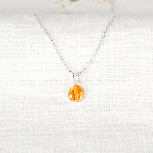 Crushed Lily of the Valley Dainty Circle Necklace May Birth Flower