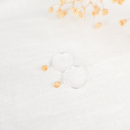 Crushed Lily of the Valley Dainty Circle Hoop Earrings May Birth Flower