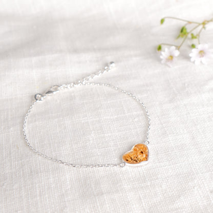Crushed Lily of the Valley Heart Bracelet - May Birth Flower
