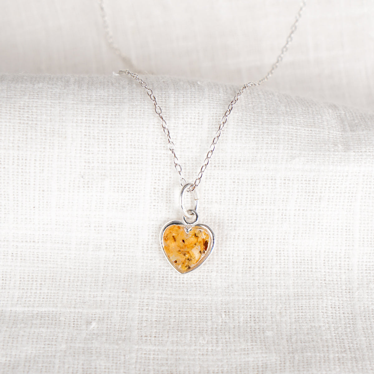 Crushed Lily of The Valley Heart Necklace - May Birth Flower