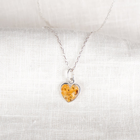 Crushed Lily of The Valley Heart Necklace - May Birth Flower