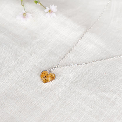 Crushed Lily of The Valley Heart Necklace - May Birth Flower