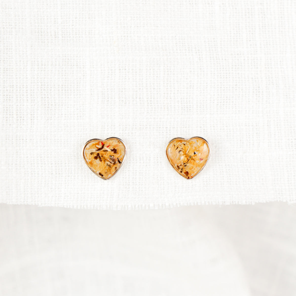 Crushed Lily of the Valley Heart Studs