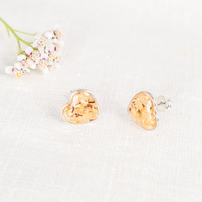 Crushed Lily of the Valley Heart Studs
