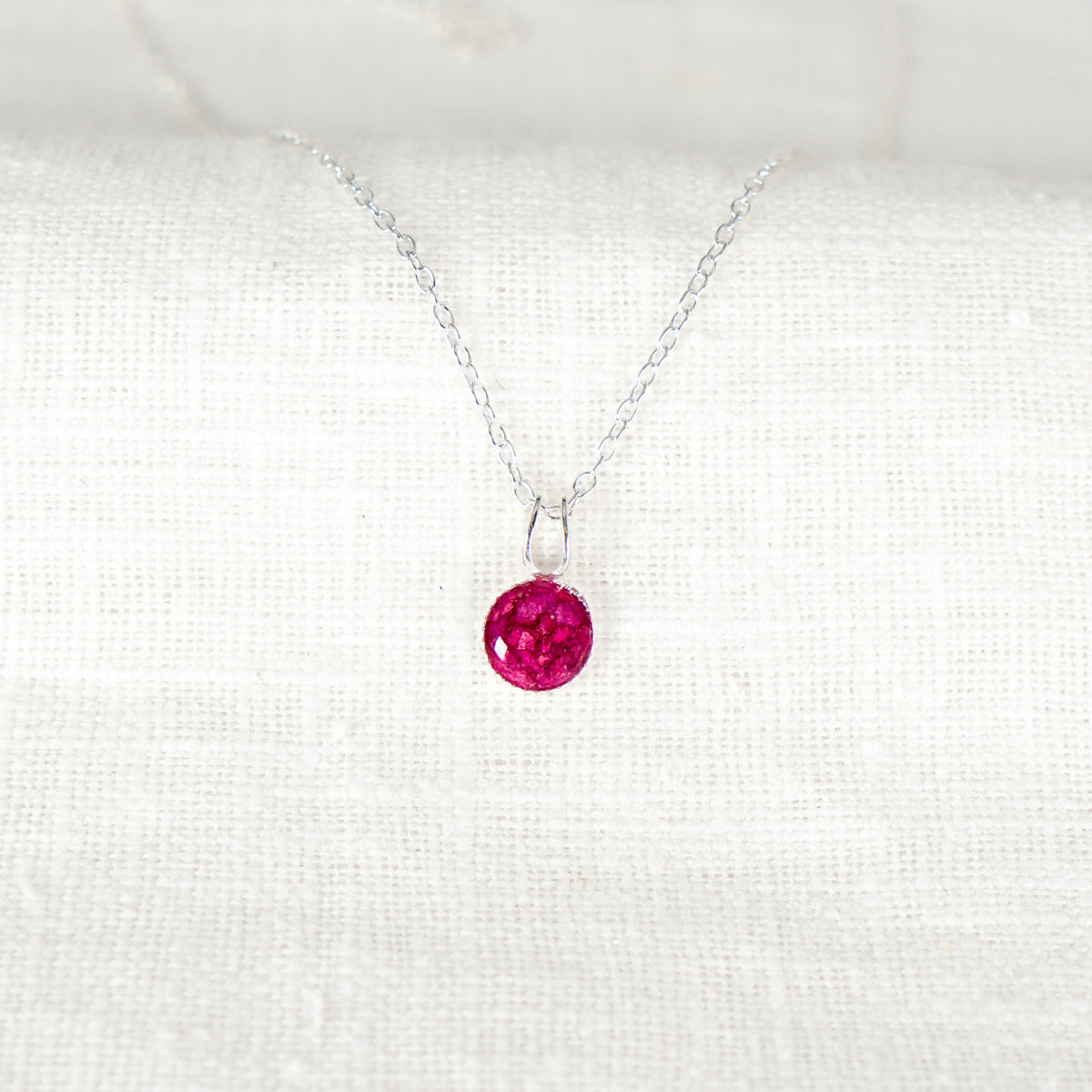 Crushed Peony Dainty Circle Necklace November Birth Flower