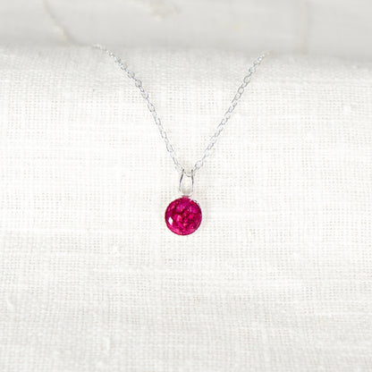 Crushed Peony Dainty Circle Necklace November Birth Flower