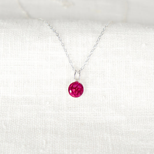 Crushed Peony Dainty Circle Necklace November Birth Flower