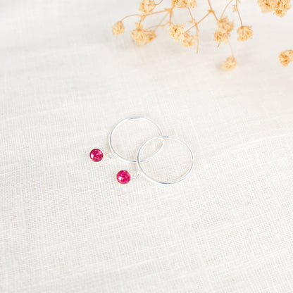 Crushed Peony Dainty Circle Hoop Earrings November Birth Flower