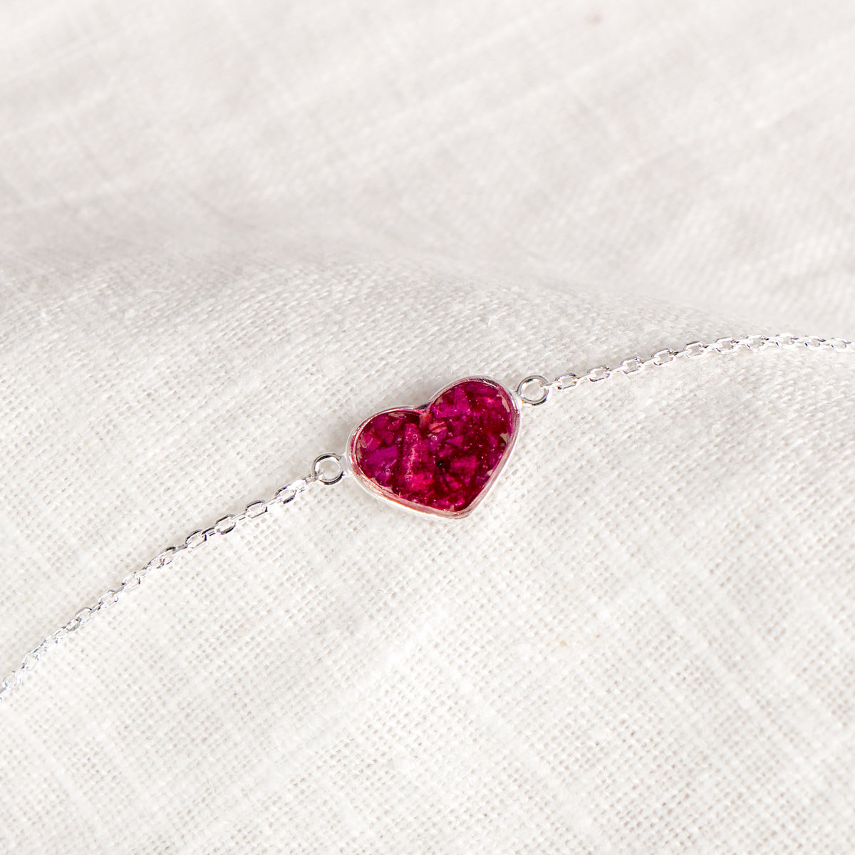 Crushed Peonies Heart Bracelet - November Birth Flower