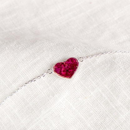 Crushed Peonies Heart Bracelet - November Birth Flower