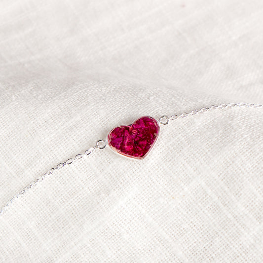 Crushed Peonies Heart Bracelet - November Birth Flower