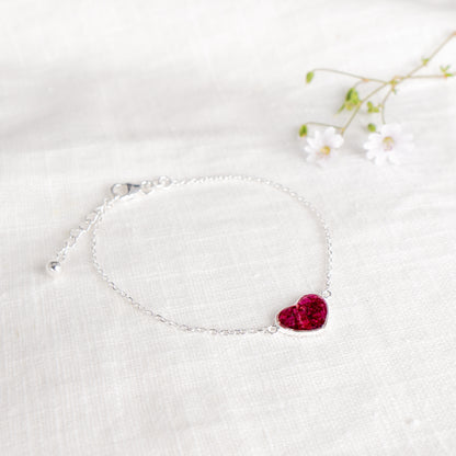 Crushed Peonies Heart Bracelet - November Birth Flower