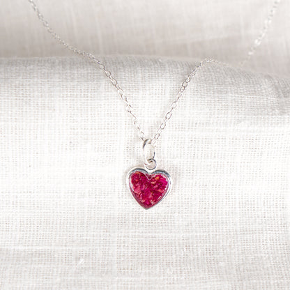 Crushed Peonies Heart Necklace - November Birth Flower