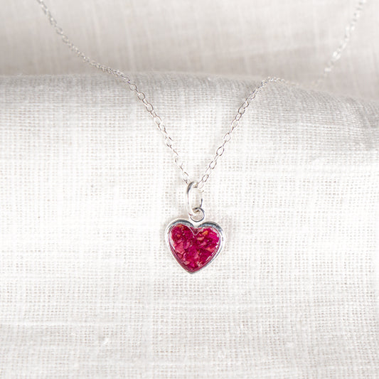 Crushed Peonies Heart Necklace - November Birth Flower