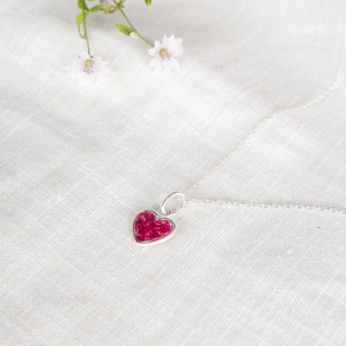 Crushed Peonies Heart Necklace - November Birth Flower