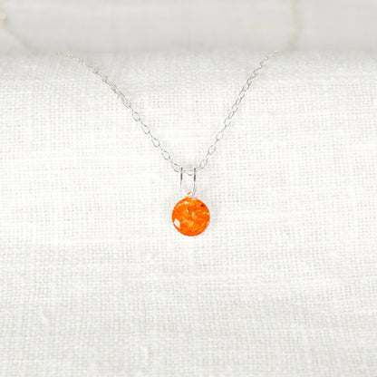 Crushed Marigold Dainty Circle Necklace October Birth Flower