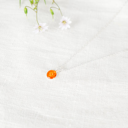 Crushed Marigold Dainty Circle Necklace October Birth Flower