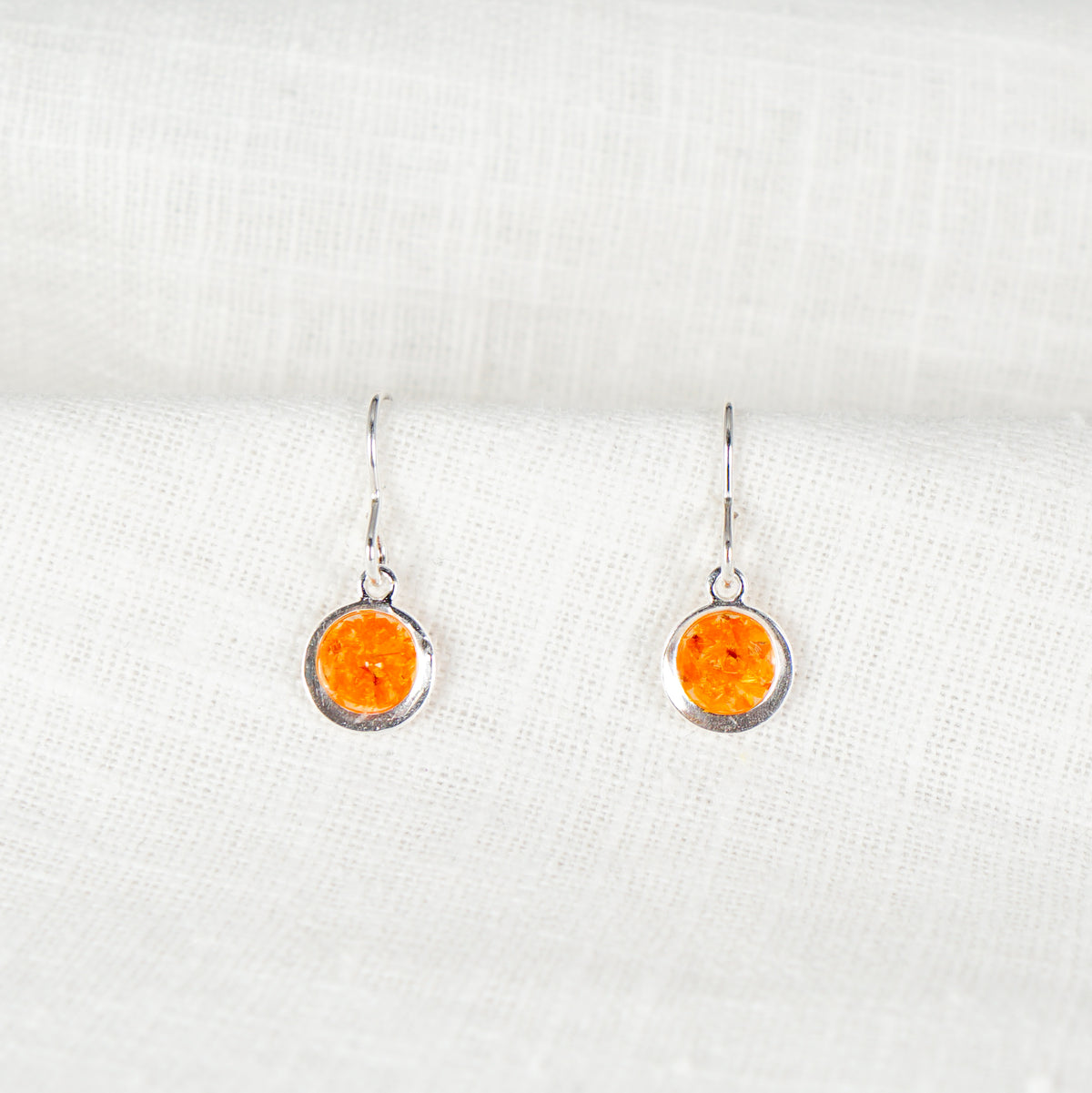 Crushed Marigold Eternal Hook Earrings October Birth Flower