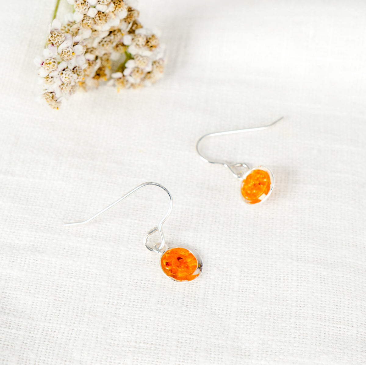 Crushed Marigold Eternal Hook Earrings October Birth Flower