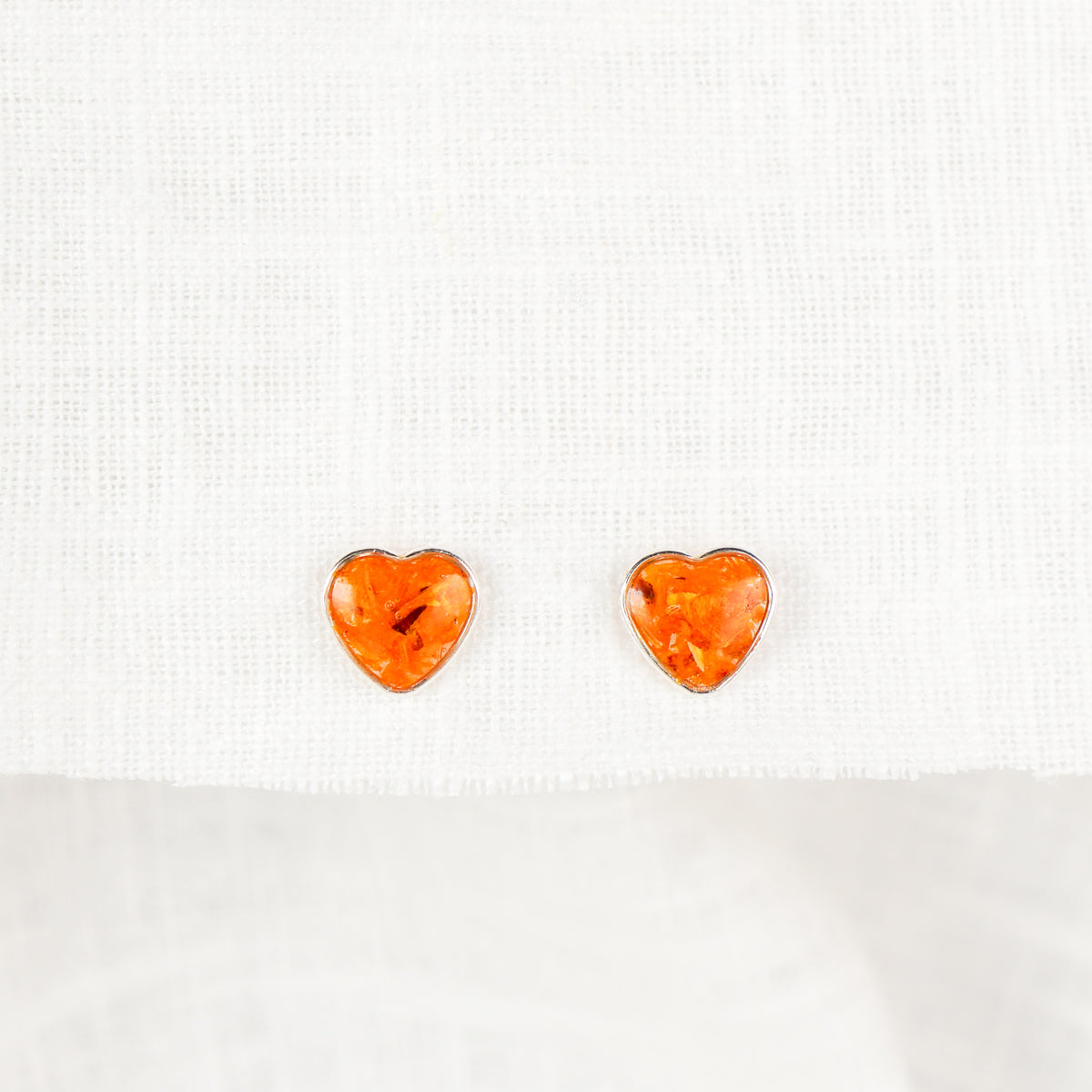 Crushed Marigold Heart Stud Earrings